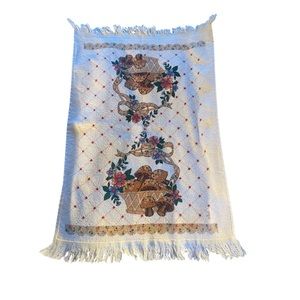Vintage Cannon Basket of Mushrooms Hand Kitchen Towel 23.5 x 15.5”